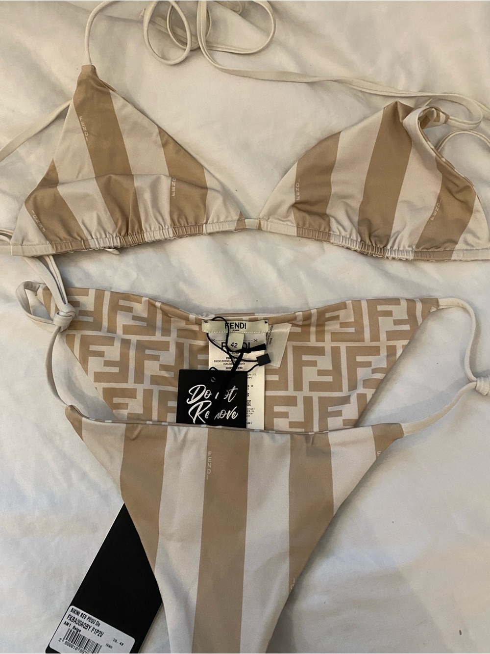 Fendi Beige & Cream FF Logo Swim Set